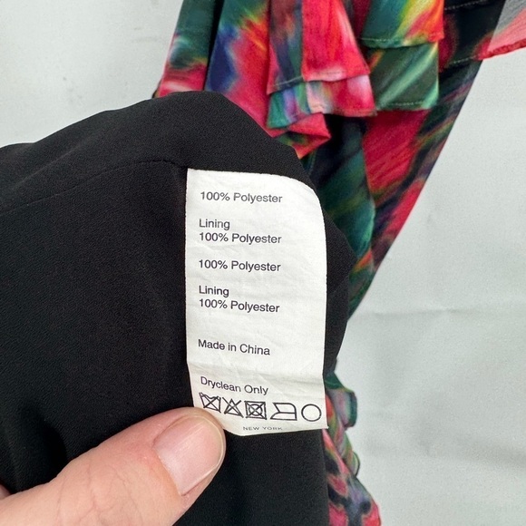 Jason Wu Collective Blurred Floral Retro Artsy Halter Neck Ruffle Mini Dress 2 - Picture 6 of 10